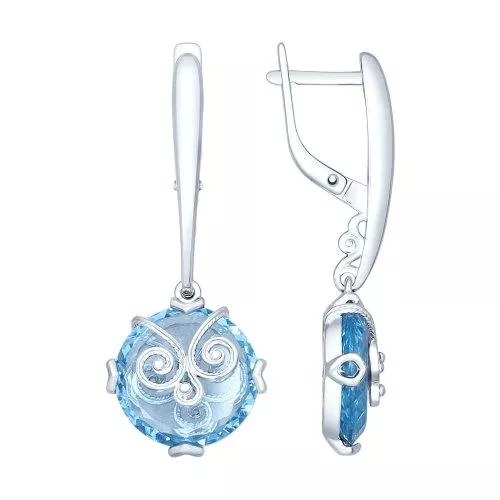 Серьги из серебра с ситаллами и сканью