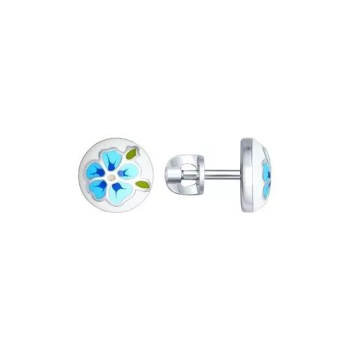 Серьги-пусеты из серебра с эмалью