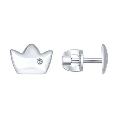 Серьги-пусеты из серебра с бриллиантами