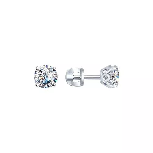 Серьги-пусеты из серебра с фианитами