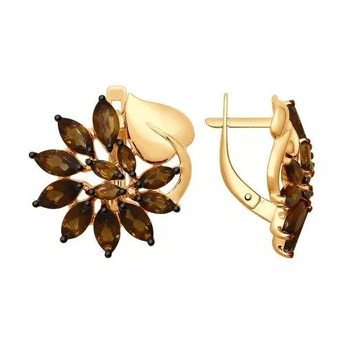 Серьги из серебра с раухтопазами