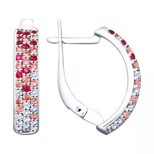 Серьги из серебра с фианитами