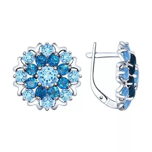 Серьги из серебра с полудрагоценными вставками