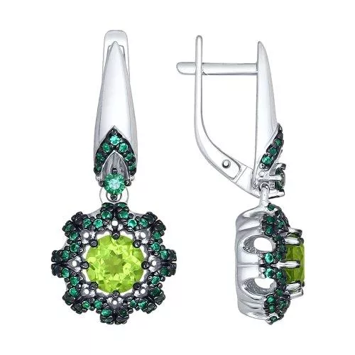 Серьги из серебра с миксом камней