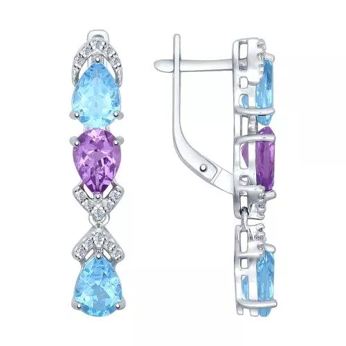 Серьги из серебра с миксом камней