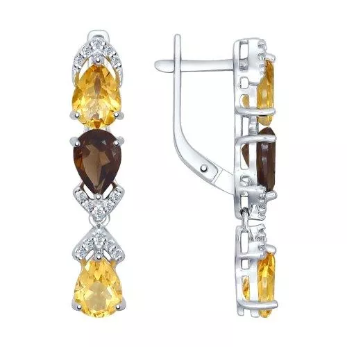 Серьги из серебра с миксом камней