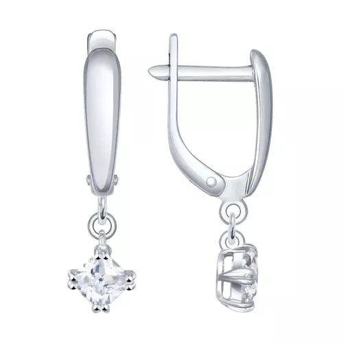 Серьги из серебра с фианитами