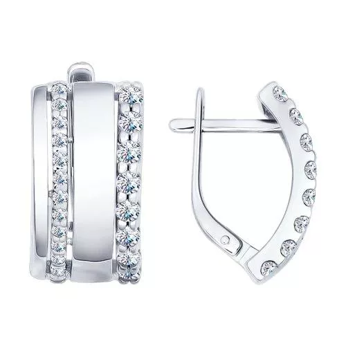 Серьги из серебра с фианитами
