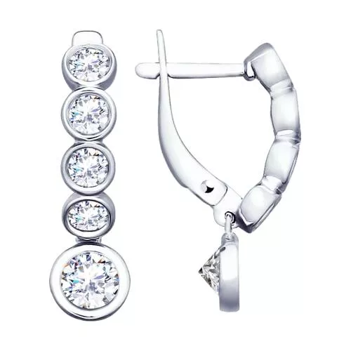 Серьги из серебра с фианитами