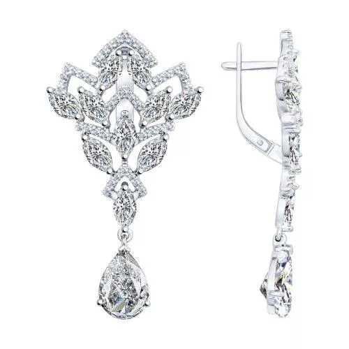 Серьги из серебра с фианитами