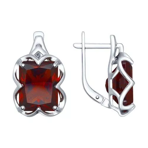 Серьги из серебра с красными ситаллами