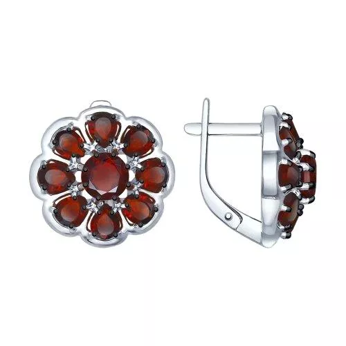 Серьги из серебра с гранатами
