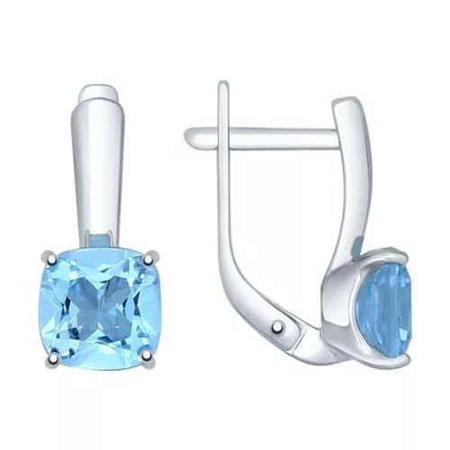 Серьги из серебра с голубыми топазами