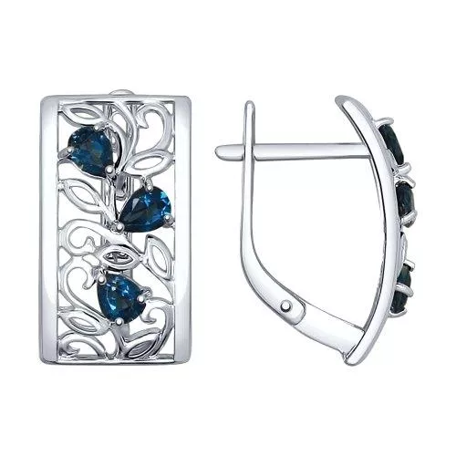 Серьги из серебра с топазами