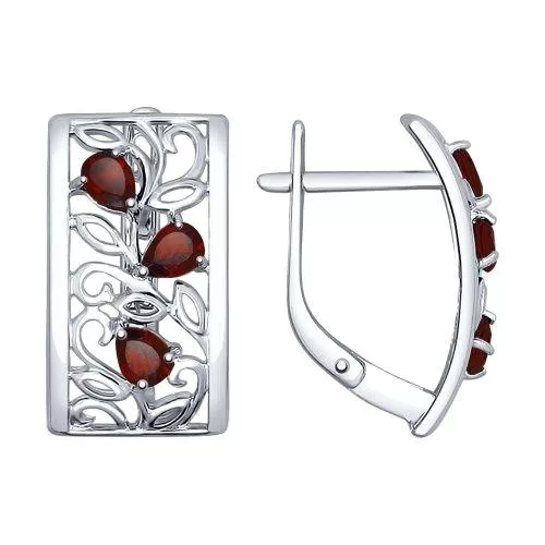Серьги из серебра с гранатами