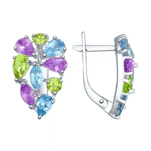 Серьги из серебра с полудрагоценными вставками