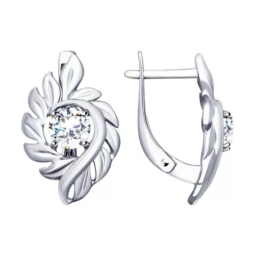 Серьги из серебра с фианитами