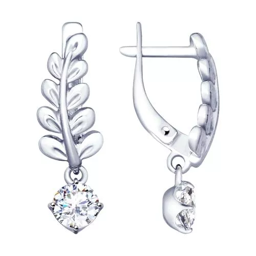 Серьги из серебра с фианитами