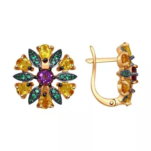 Серьги из серебра с миксом камней