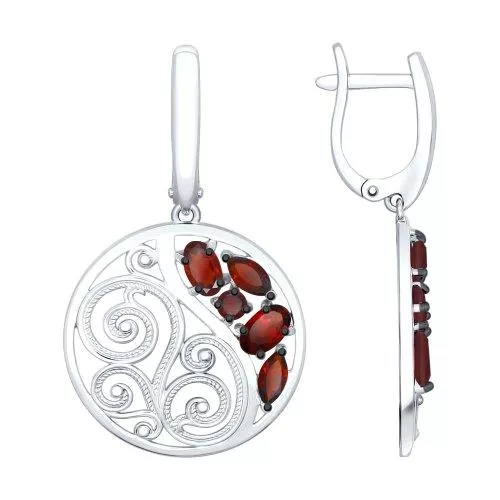 Серьги из серебра с гранатами