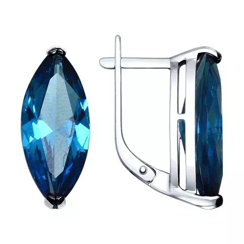 Серьги из серебра с синими ситаллами