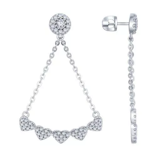 Серьги из серебра с фианитами