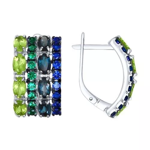 Серьги из серебра с миксом камней