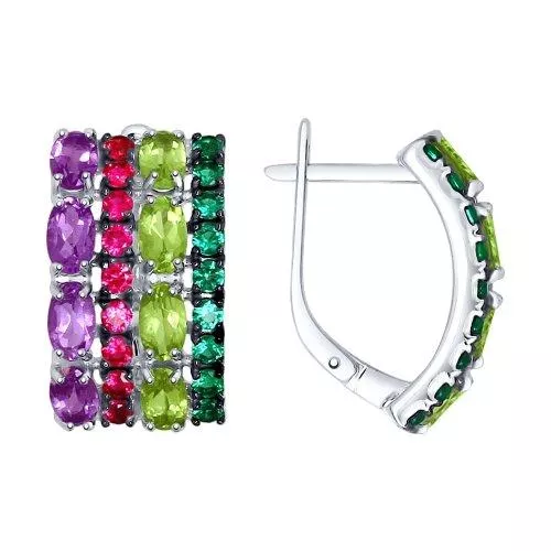 Серьги из серебра с миксом камней