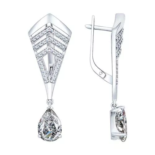 Серьги из серебра с фианитами