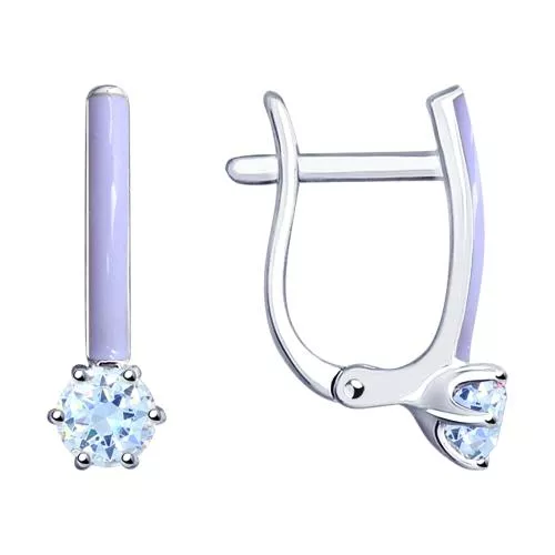 Серьги из серебра с эмалью и фианитами