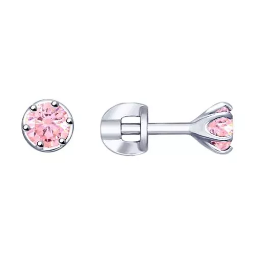 Серьги из серебра с фианитами