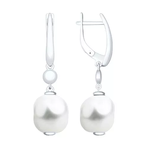 Серьги из серебра с жемчугом Swarovski
