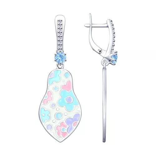 Серебряные серьги с эмалью «Матрёшки»