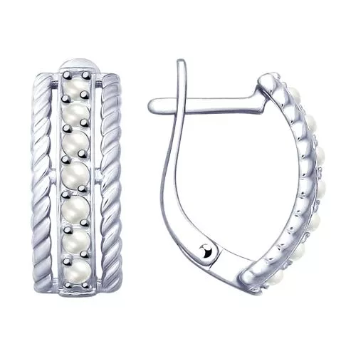 Серьги из серебра с жемчугом Swarovski
