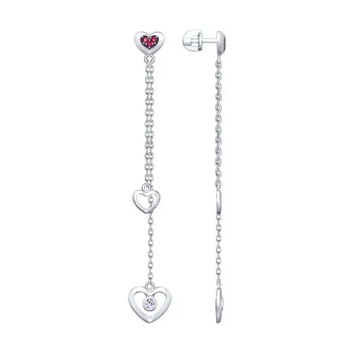 Серьги из серебра с фианитами