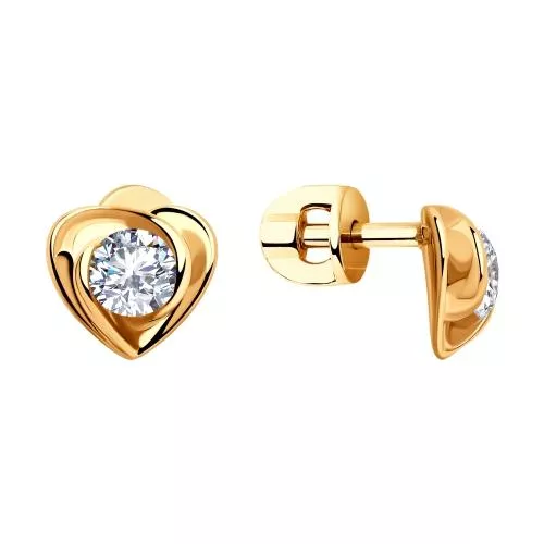 Серьги из золочёного серебра с фианитами