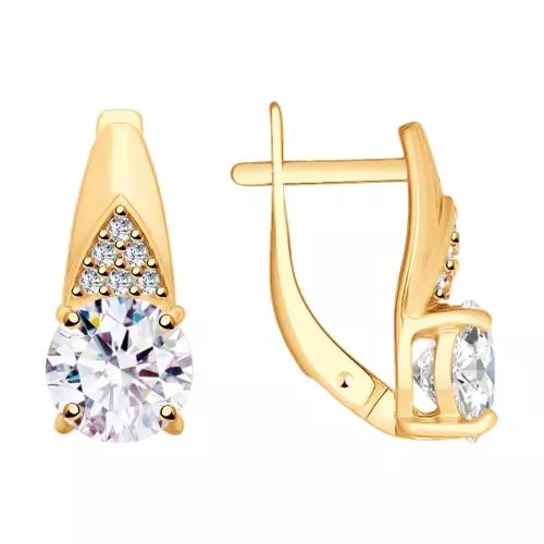 Серьги из серебра с фианитами