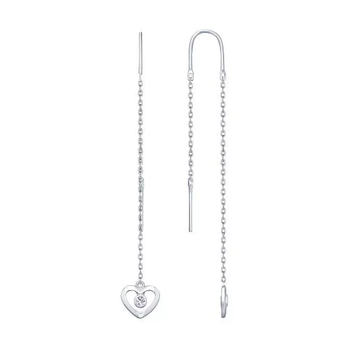 Серьги из серебра с фианитами