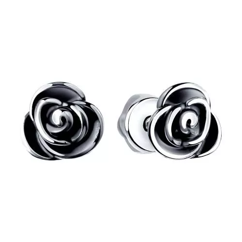 Серьги-пусеты из чернёного серебра