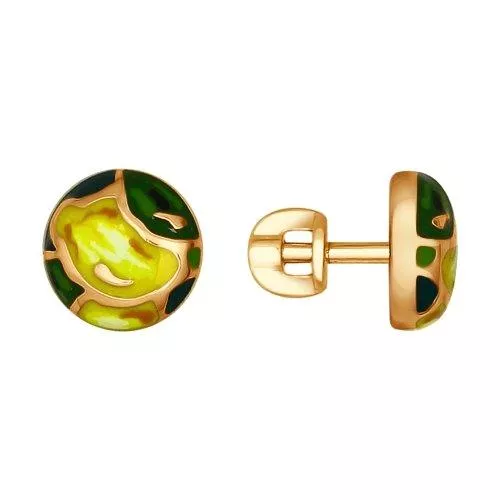 Позолоченные серьги-пусеты с эмалью
