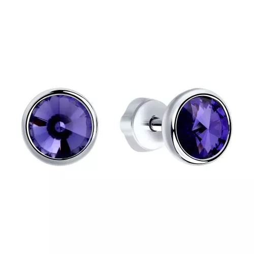 Серьги из серебра с сиреневыми кристаллами Swarovski