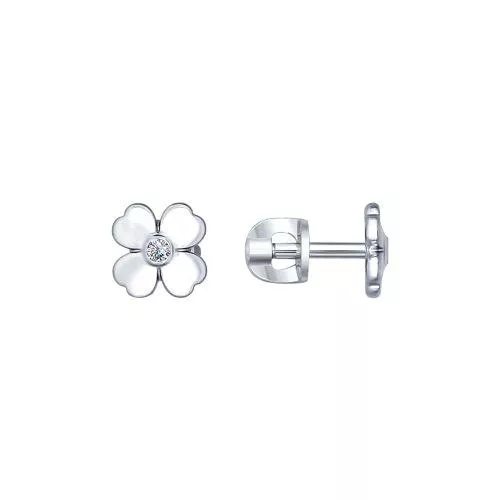 Серьги-пусеты из серебра с бриллиантами «Удача»