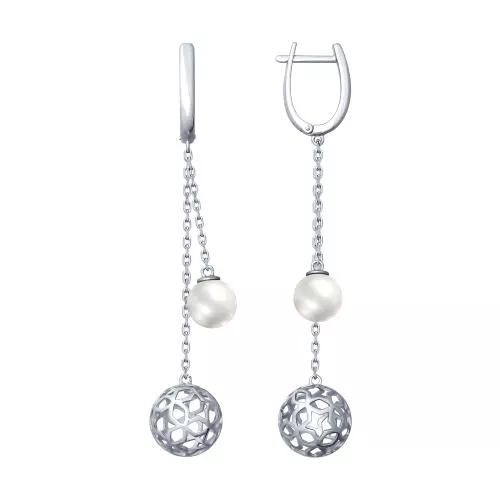 Серьги из серебра с жемчугом Swarovski