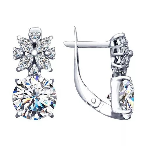Серьги из серебра с фианитами