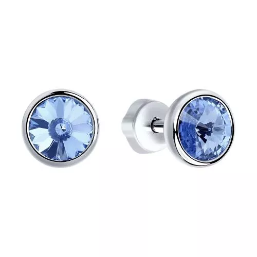 Серьги из серебра с синими кристаллами Swarovski