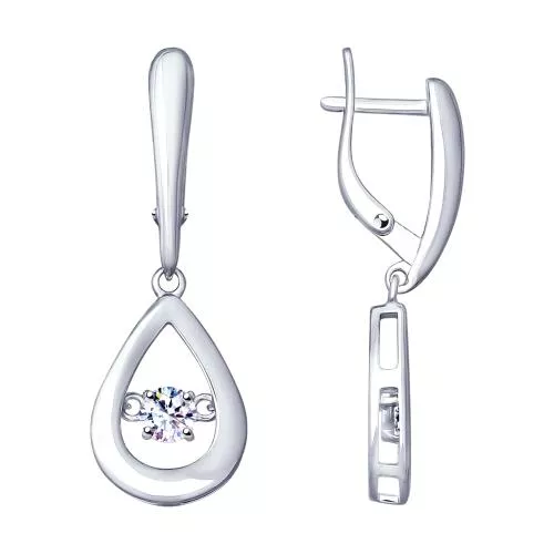 Серьги из серебра с фианитами