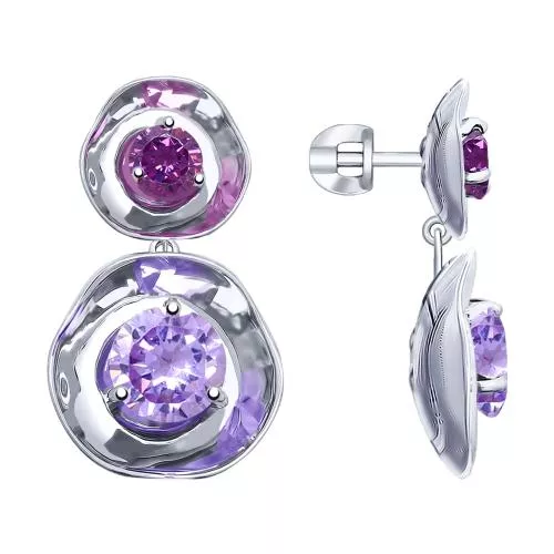 Серьги из серебра с фианитами