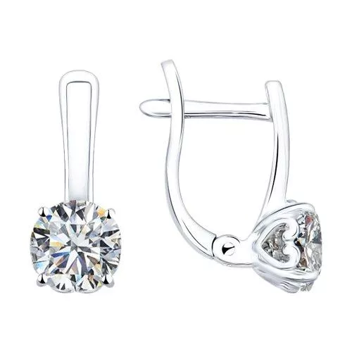 Серьги из серебра с фианитами