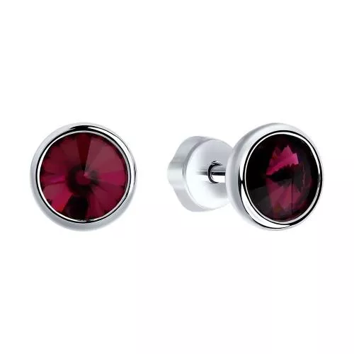 Серьги-пусеты из серебра с кристаллами Swarovski