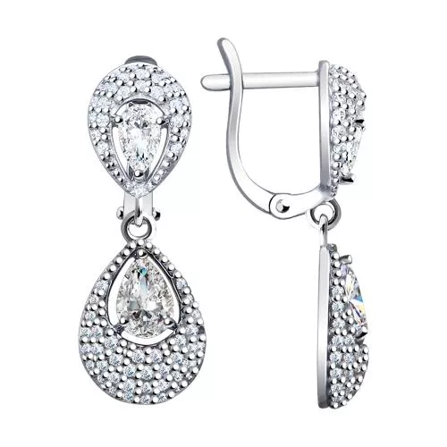 Серьги из серебра с фианитами